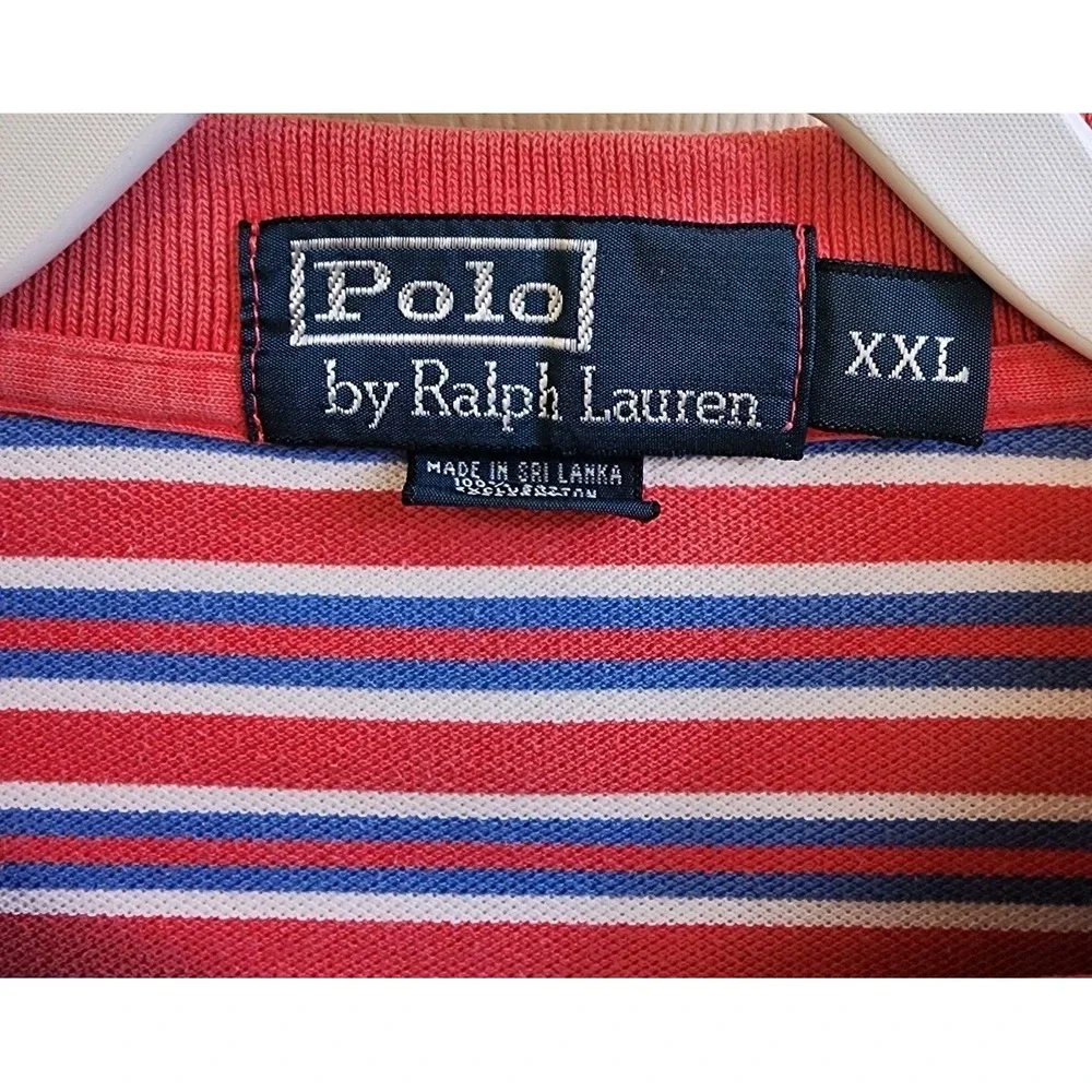 Vintage Mens‎ Polo Ralph Lauren Stiped Red, White, Blue XXL